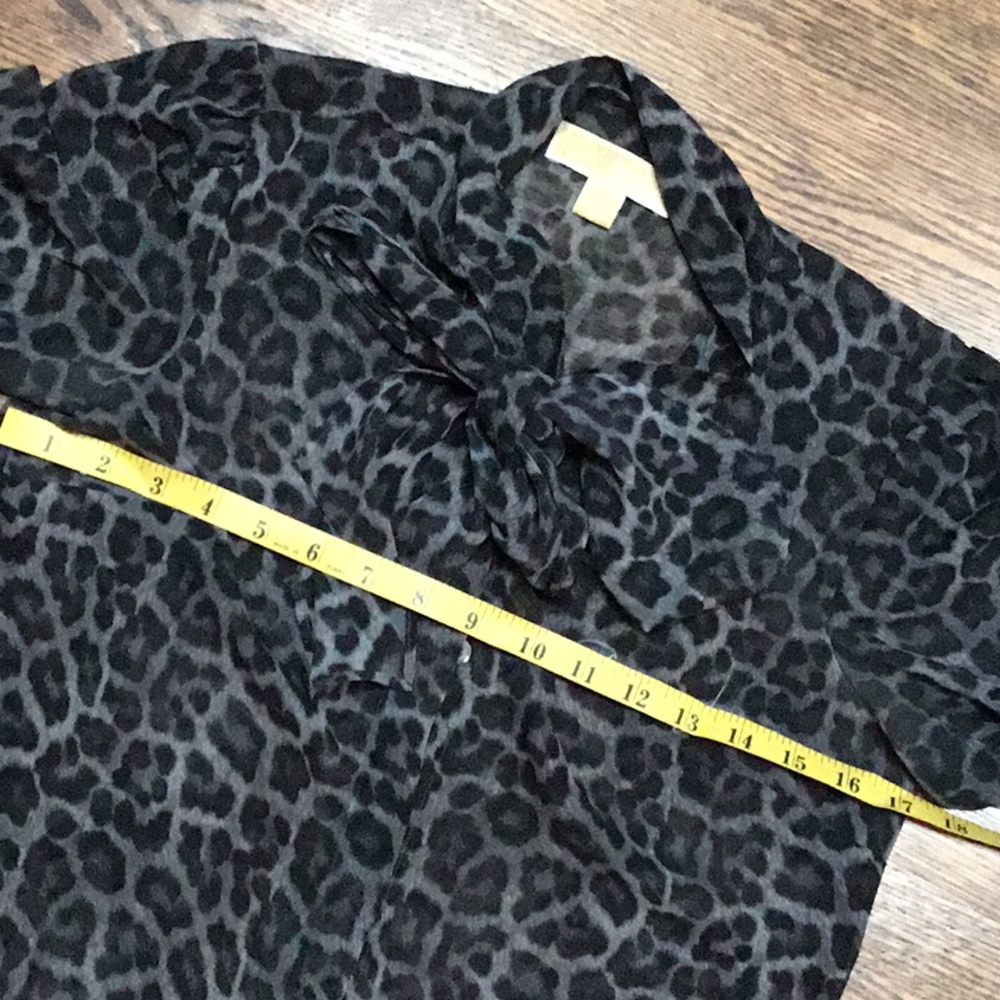 Michael Kors Black Leopard Print Chiffon Blouse - Picture 4 of 8